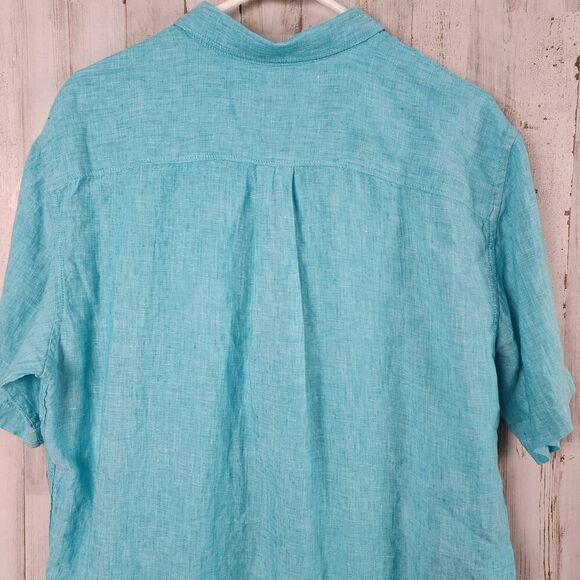 Lands' End Button Down Casual Shirt Teal Size Medium - Picture 9 of 10